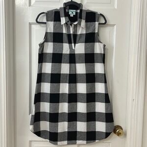 Haley and the Hound Shift Dress S Buffalo Check Gingham Black White Picnic